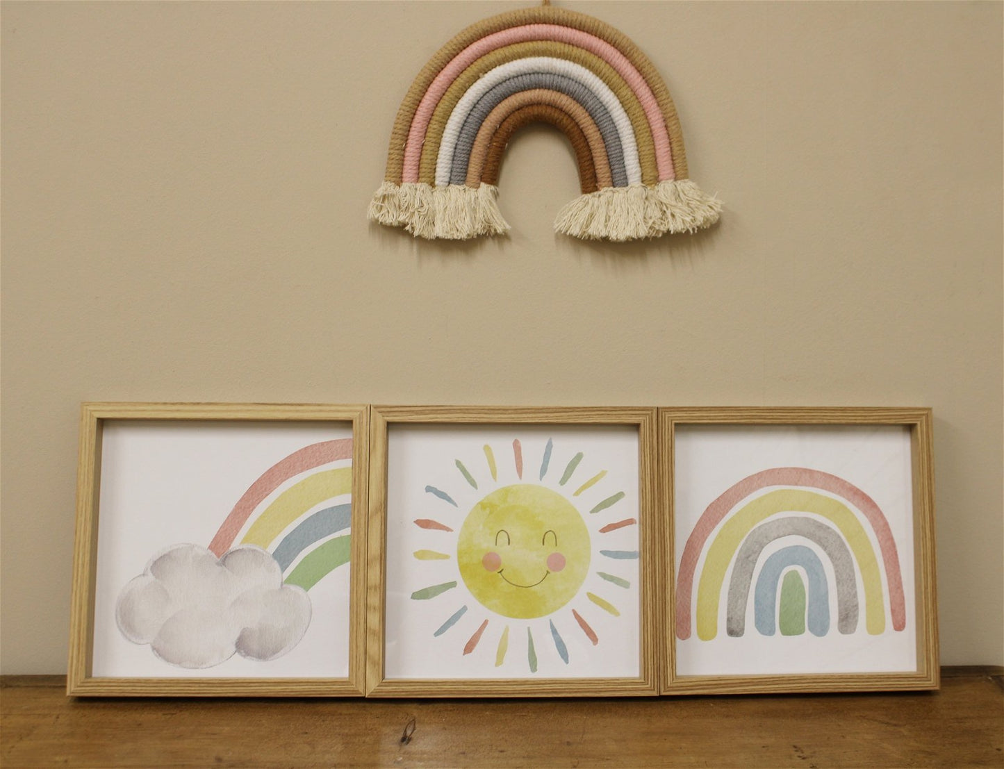 Set of Three Rainbow Framed Prints - a Cheeky Plant