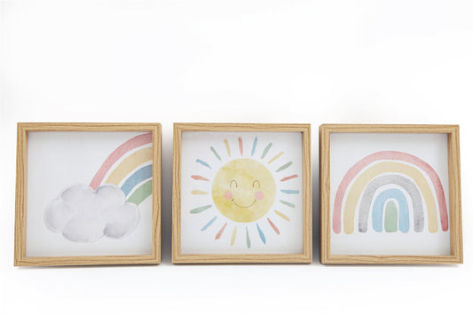 Set of Three Rainbow Framed Prints - a Cheeky Plant