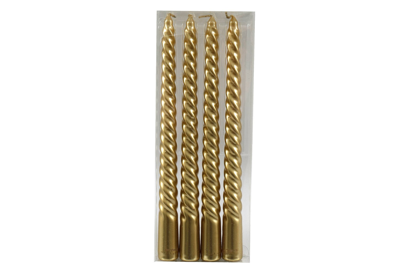 Set of Four Gold Twist Taper Candles - a Cheeky Plant