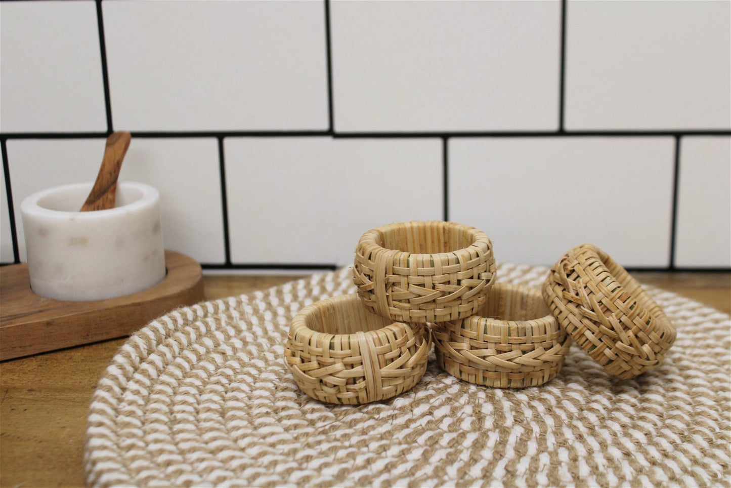 Set of Four Rattan Napking Holders - a Cheeky Plant