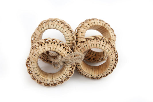 Set of Four Rattan Napking Holders - a Cheeky Plant