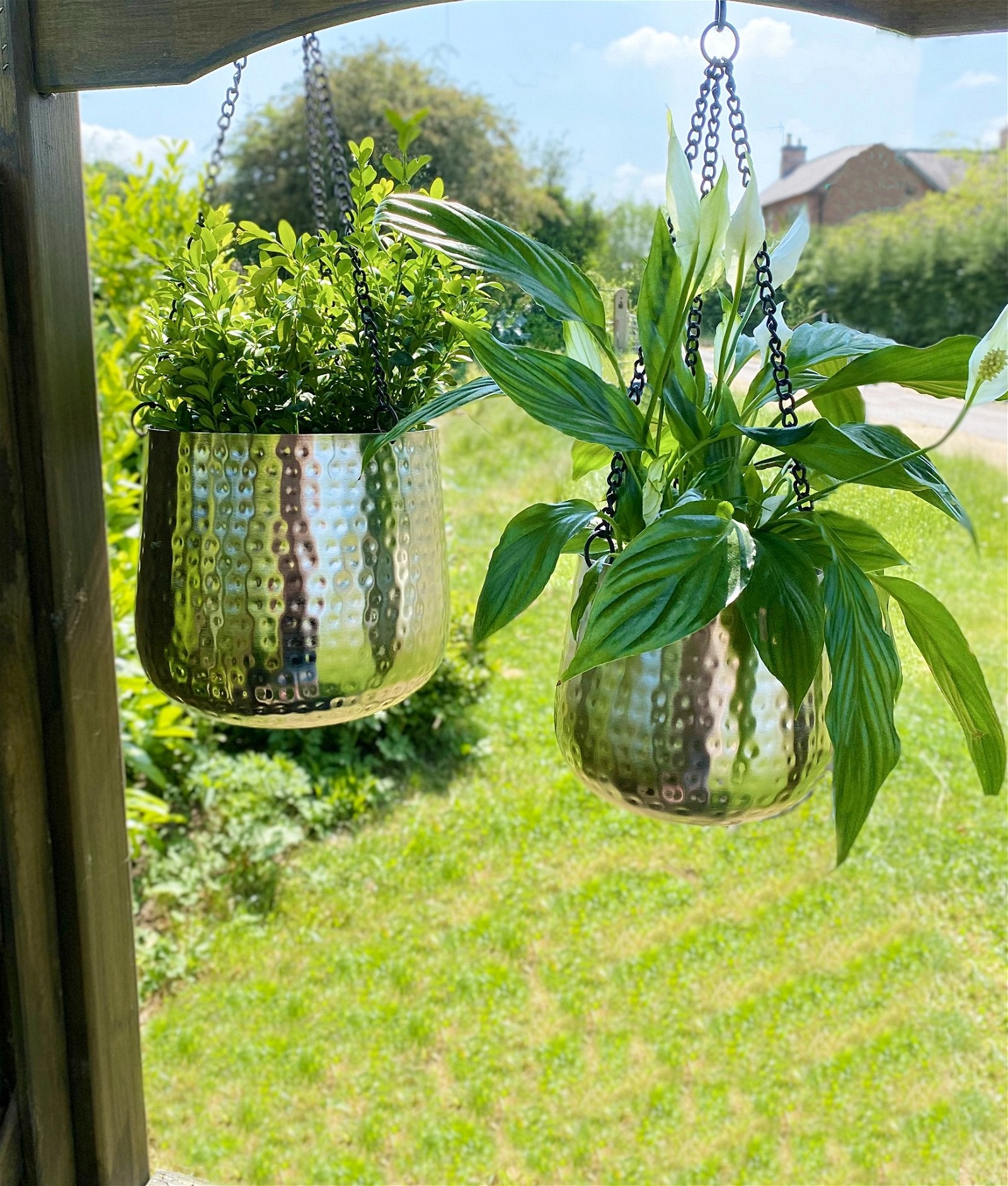 Set of Two Hanging Hammered Planters - a Cheeky Plant