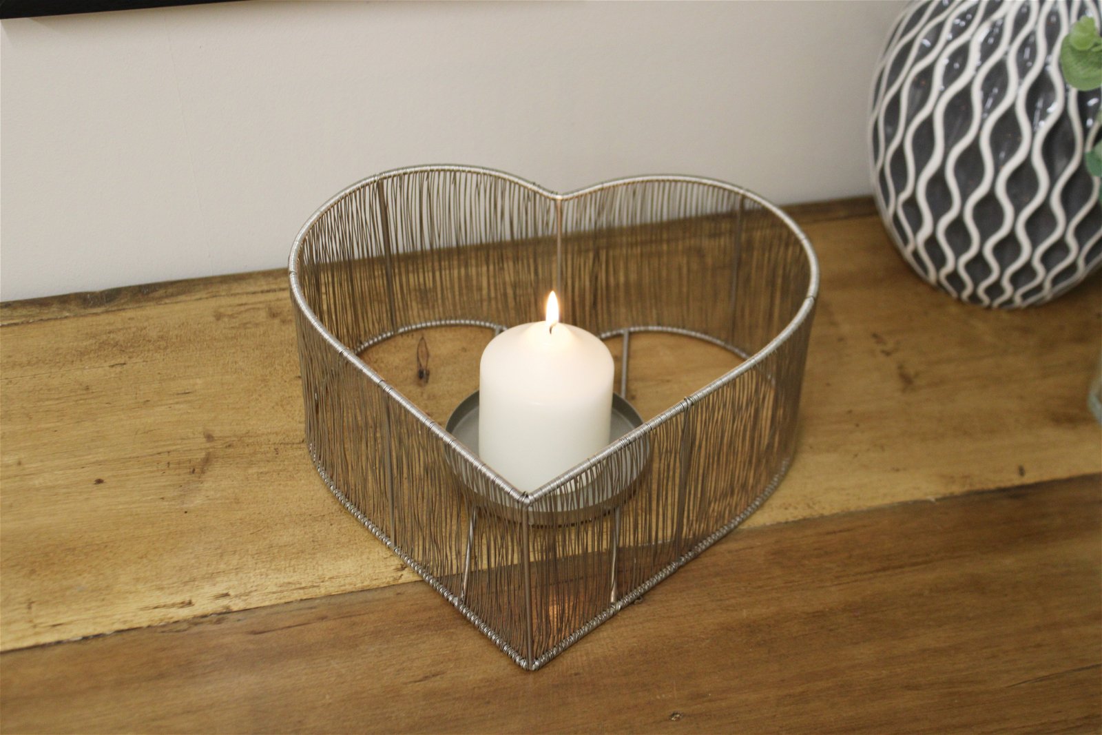 Silver Heart Candle Holder - a Cheeky Plant
