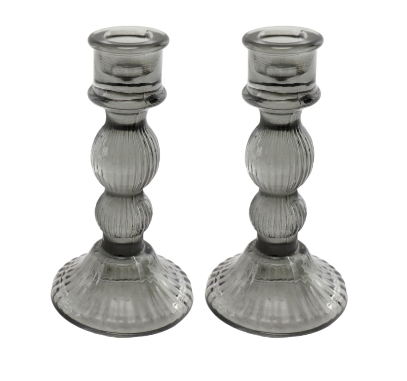 Pair of Glass Taper Candle Holders Black - a Cheeky Plant