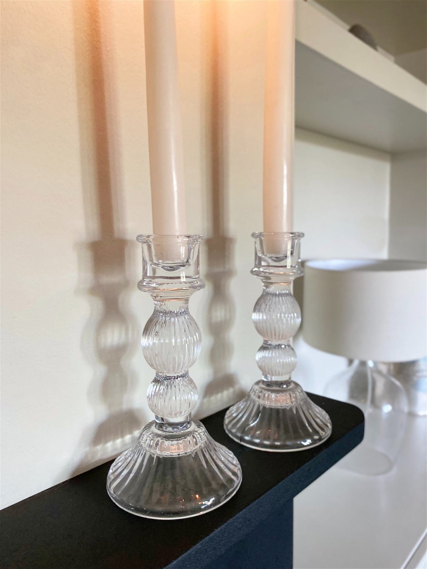 Pair of Glass Taper Candle Holders Clear - a Cheeky Plant