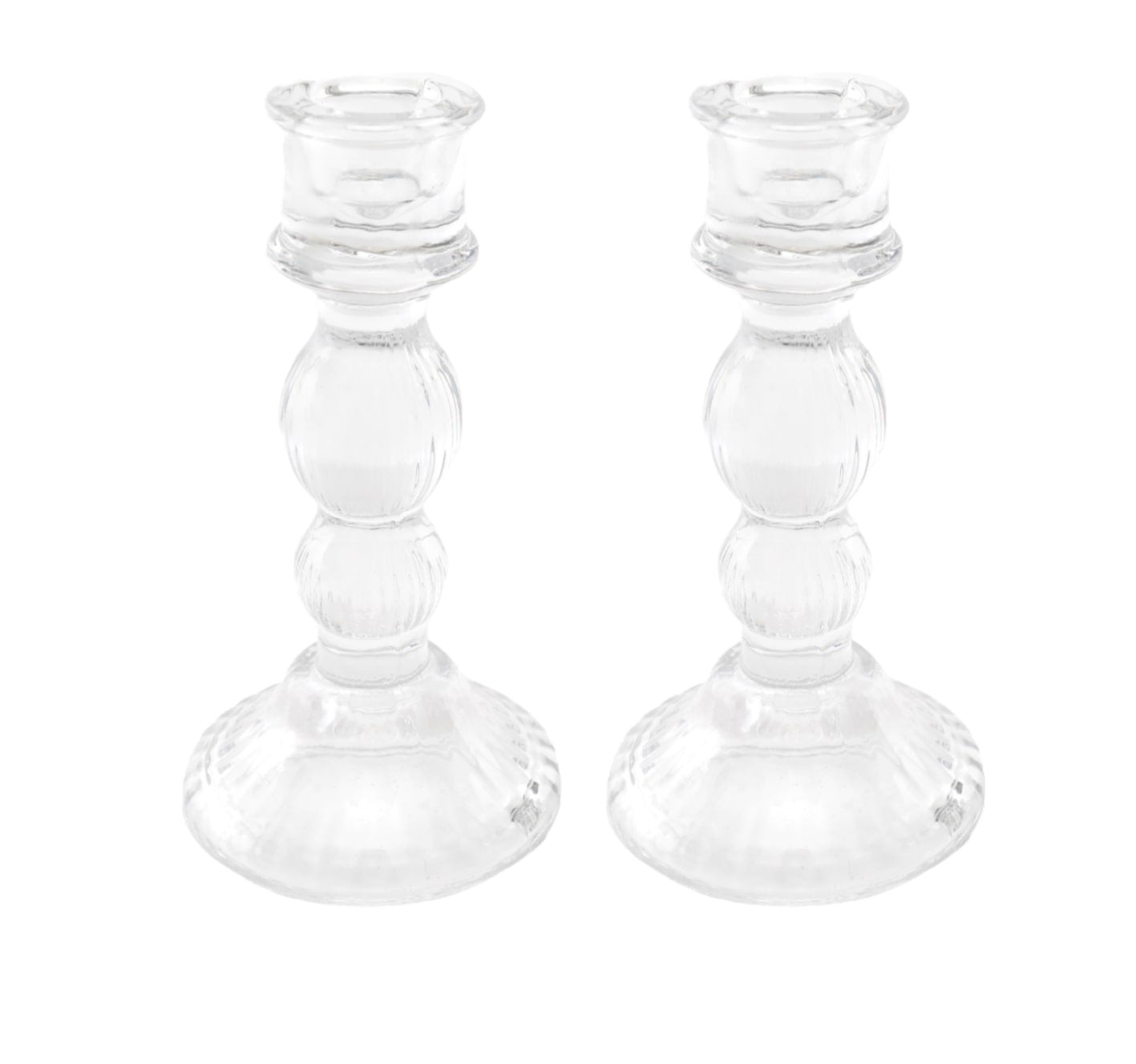 Pair of Glass Taper Candle Holders Clear - a Cheeky Plant