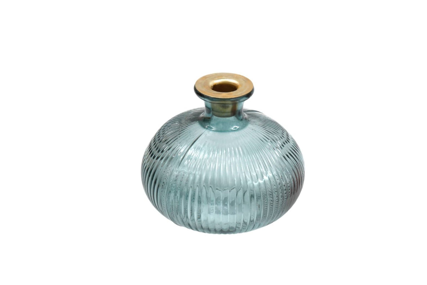 Blue Ribbed Glass Candle Holder - a Cheeky Plant