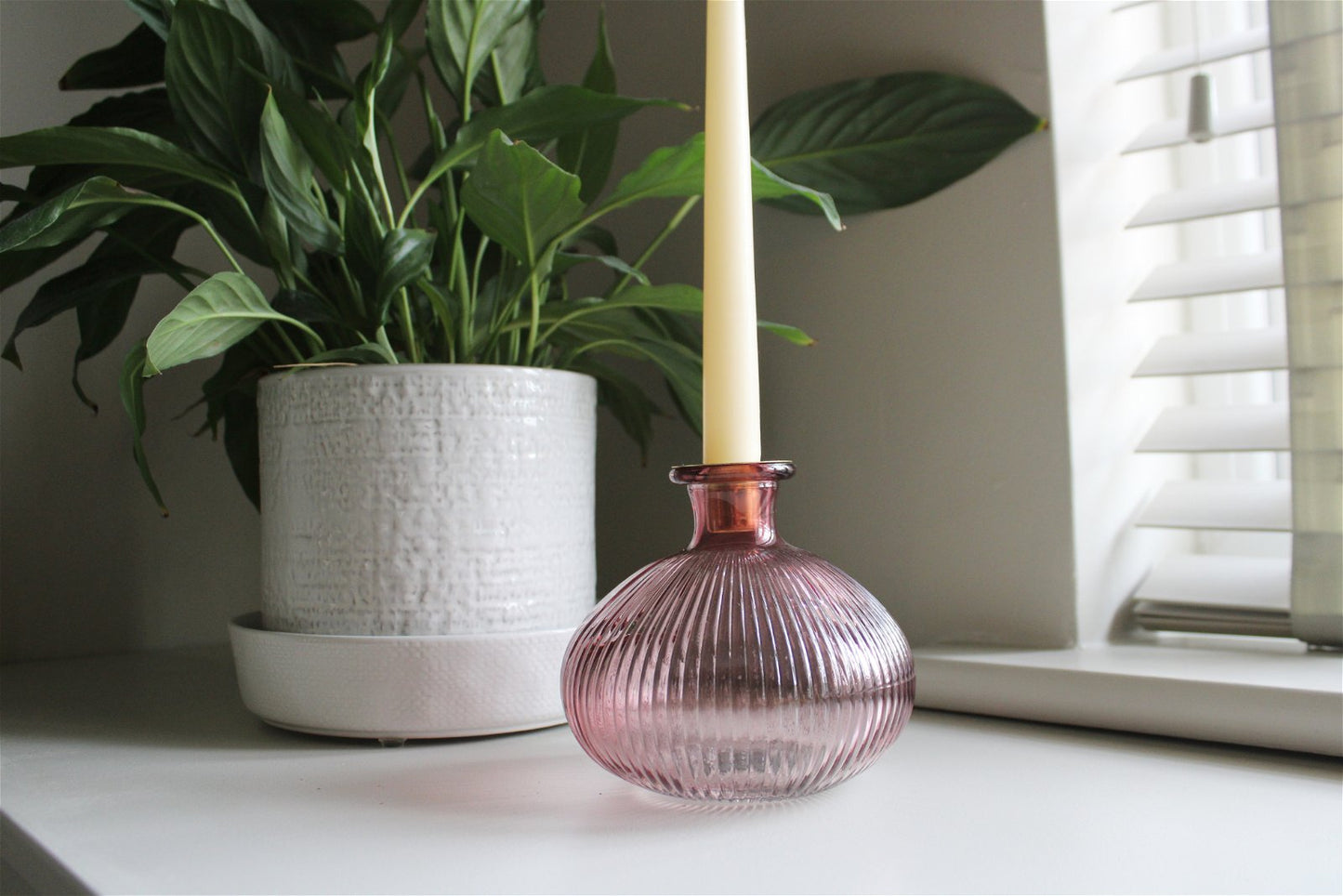 Pink Glass Candle Holder - a Cheeky Plant