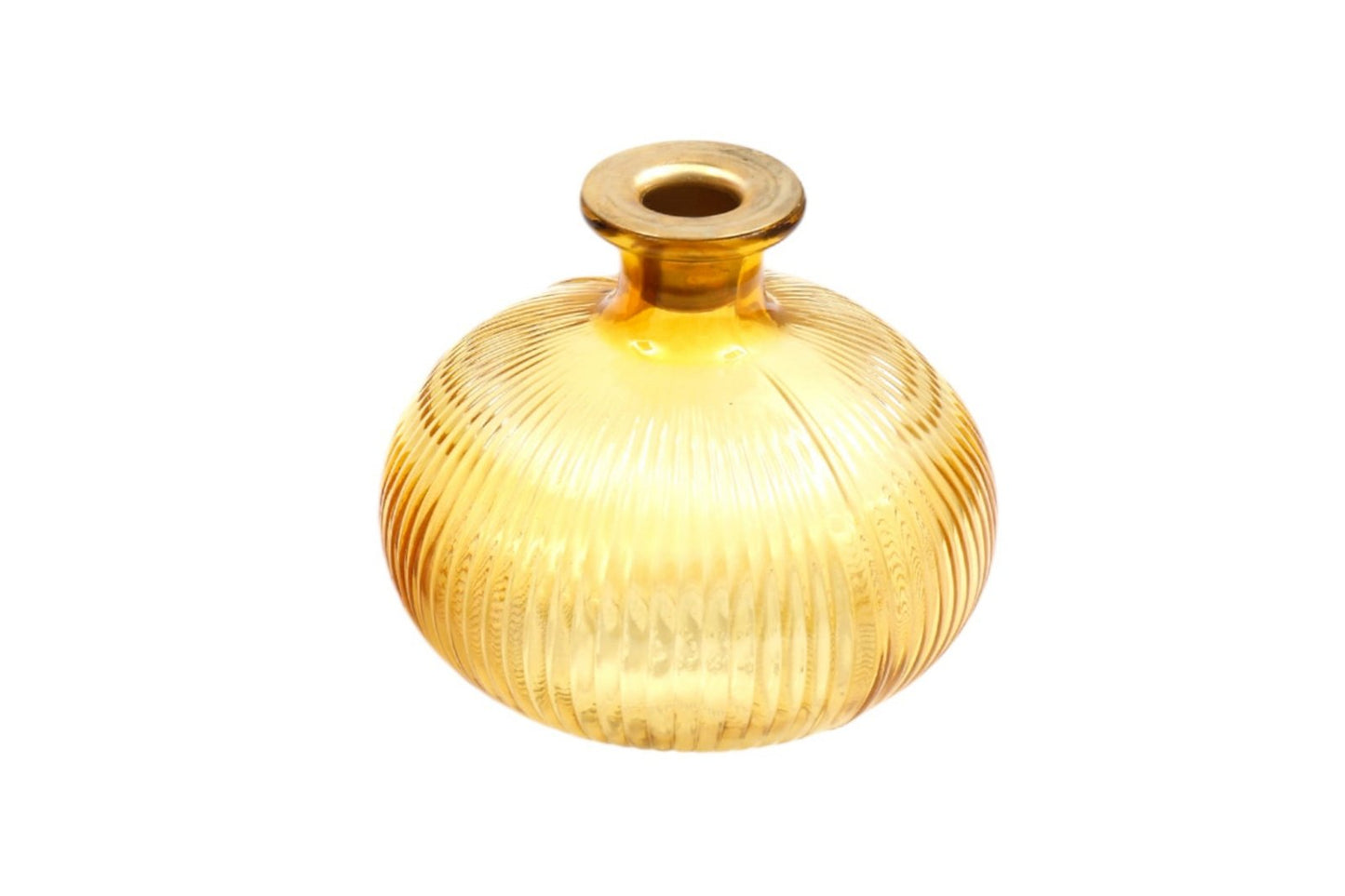 Yellow Ribbed Glass Candle Holder - a Cheeky Plant