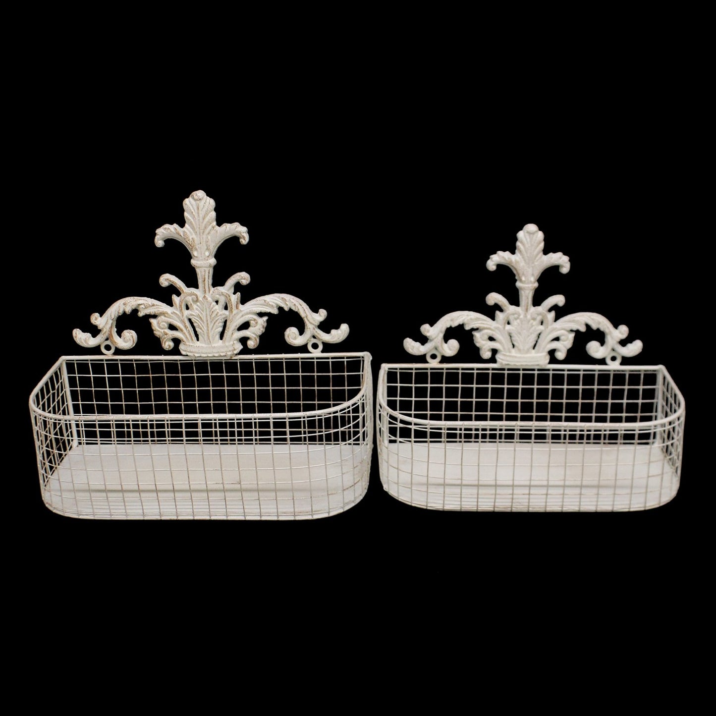 Set Of 2 Metal Wall Baskets In Cream - a Cheeky Plant